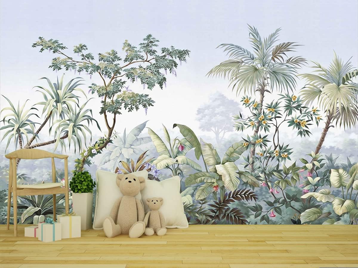 Tropical Banana Leaf Wallpaper Green Plant Wall Murals for Bedroom Living Room (not self-Adhesive)