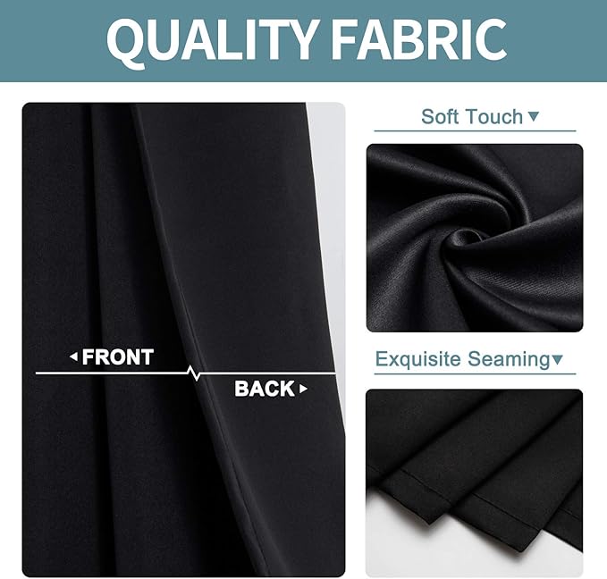 ChrisDowa Blackout Curtains 108 Inches Long 2 Panels Set for Living Room, Grommet Thermal Insulated Room Darkening Curtains for Bedroom (Black, 52 x 108 Inch)