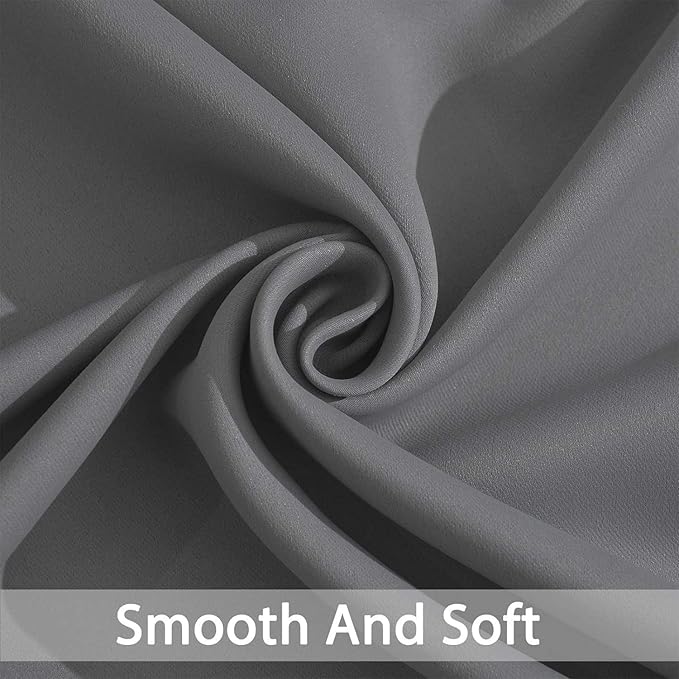 Yakamok Room Darkening Gray Blackout Curtains 84 Inch Long Light Blocking Thermal Insulated Window Treatment Grommet Drapes for Bedroom Living Room, 52W x 84L, Grey Curtains, 2 Panels