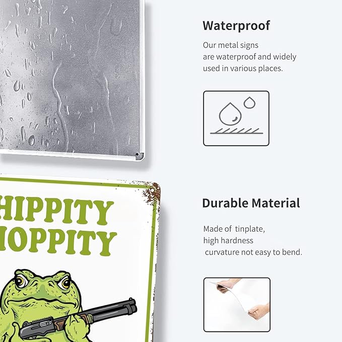Frog Room Sign Funny Frog Bedroom Door Decor Vintage Metal Tin Signs Hippity Hoppity Get Of My Property Sign No Trespassing Signs Warning Sign Retro Frogs Wall Decor Aesthetic For Home Mushroom Decorations Room Rules Sign House Stuff Garden Bathroom Si...