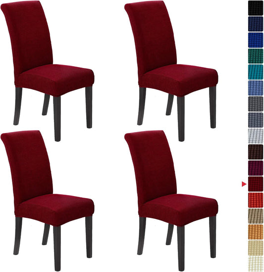 Howhic Stretch Chair Covers for Dining Room Set of 4, Removable Washable Dining Room Chair Covers, Dining Chair Slipcovers Seat Protector, Great Home Decor and Banquet Upholstery (Red Dahlia, 4 Pack)
