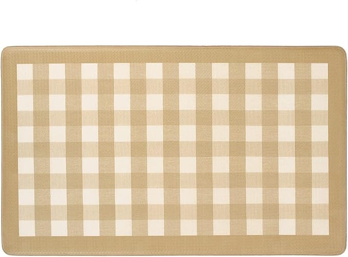 Anti-Fatigue Floor Comfort Mat - 18 x 30 Inch (Buffalo Check Taupe) - Waterproof Non-Slip Rug - Easy to Clean Cushioned Mat for Kitchen, Bathroom, Standing Desk & Office - Achim Home Decor