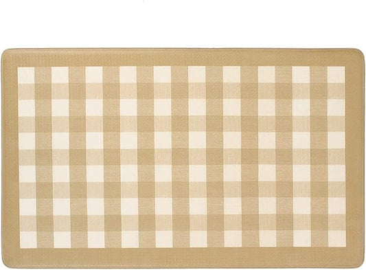 Anti-Fatigue Floor Comfort Mat - 18 x 30 Inch (Buffalo Check Taupe) - Waterproof Non-Slip Rug - Easy to Clean Cushioned Mat for Kitchen, Bathroom, Standing Desk & Office - Achim Home Decor