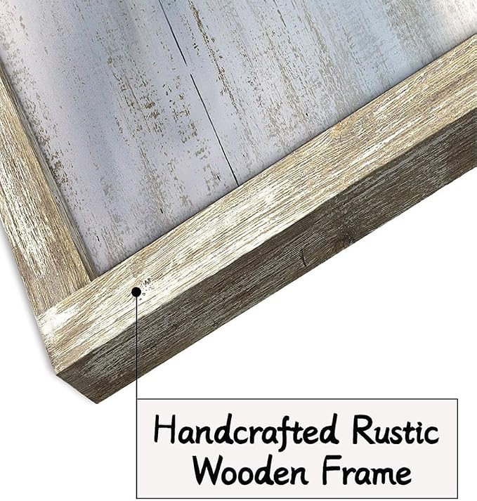 Farmhouse Wood Wall Art Picture: Framed Old Barn Print Decor Large Rustic Farm Landscape Country Artwork Panoramic Horizontal Nature Scene Rural Countryside Painting for Living Room Bedroom