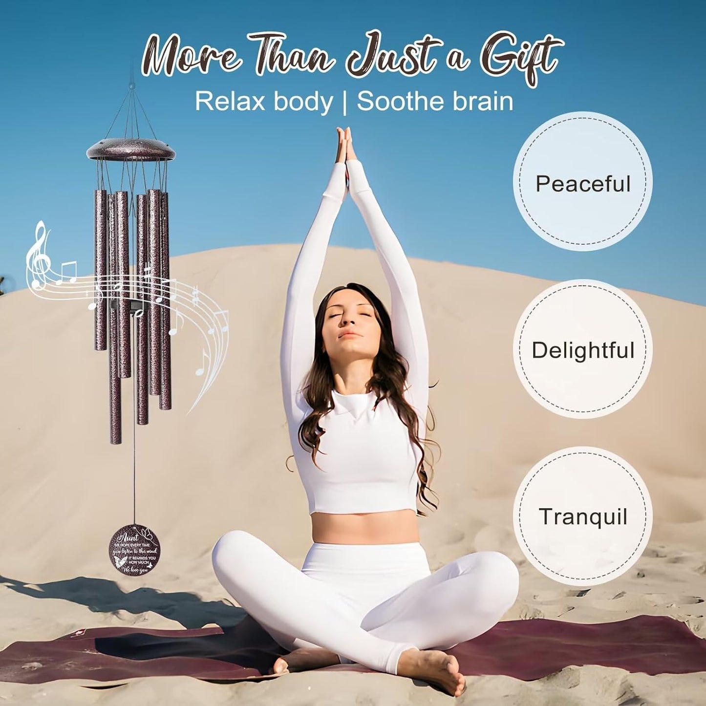 Gifts for Aunt, 25''Wind Chimes, Birthday Gifts for Aunt from Nephew Niece, Best Aunts Ever Gift for Women,Thanksgiving,Christmas Day Gift Ideas for Love Rreminder.