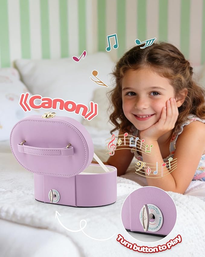Vlando Musical Jewelry Box for Girls - Kid Music Box with Ballerina for Birthday Bedroom Decor - Birthday Gift for Girls Ages 4 5 6 7 8-12 Year Old - Purple