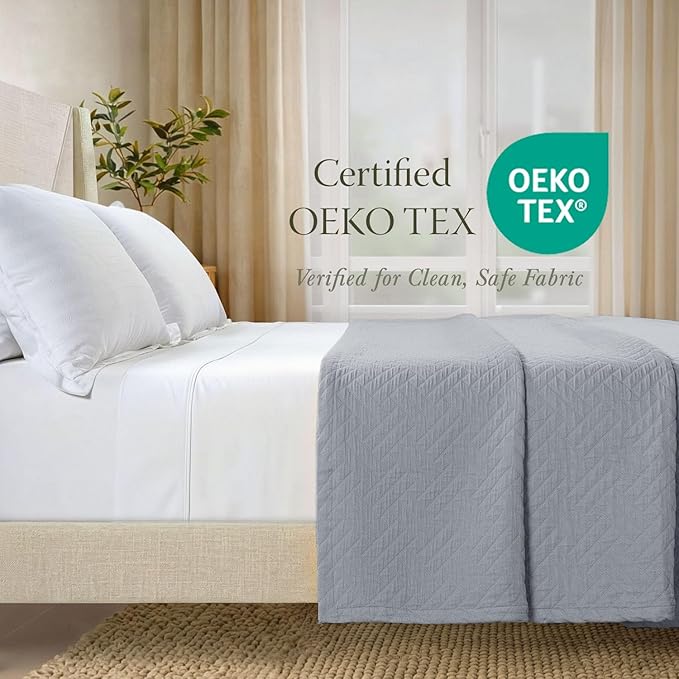 Threadmill Luxury Cotton Blankets for Twin Size Bed | All-Season 100% Cotton Twin Blanket for Bed | Jacquard Lightweight, Soft & Cozy Coverlet, 350GSM, 68 x 90 inches | Scottish Grey