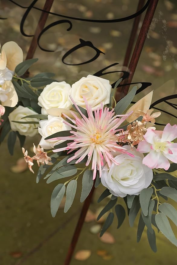 rongflower Artificial Flowers Combo Box Set Faux Fake Flower Leaf with Stems Arrangements for DIY Wedding Bouquets Party Table Centerpieces Home Decorations Yellow Pink