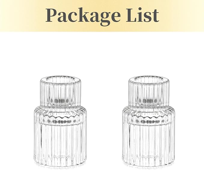 Candle Holder Glass Candlestick Holders: Hewory 2PCS Clear Taper Candle Holders Bulk for Table Centerpiece, Glass Candle Holder Candle Stick Holder Decor for Christmas Wedding Party Bridal Showers