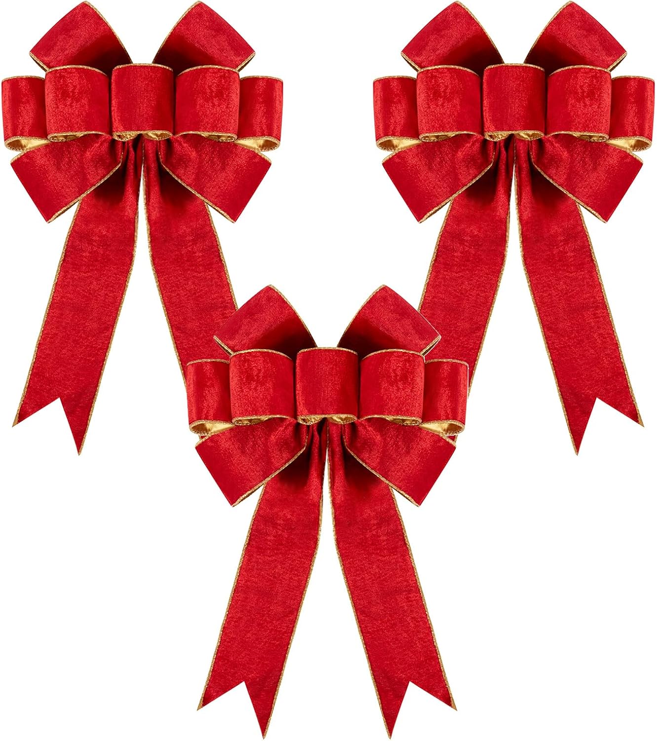 3pcs Large Christmas Bows Velvet Red Bows Holiday Red Christmas Bows Decorations for Wreath Velvet Bows Decor for Christmas Tree Topper, Front Door, Outdoor(14 * 12 inch)