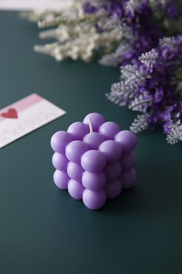 Bubble Candle - Cube Soy Wax Candles, Home Decor Candle, Scented Candle Set 1 Pieces, Home Use and Gifting (Purple) Christmas Gifts