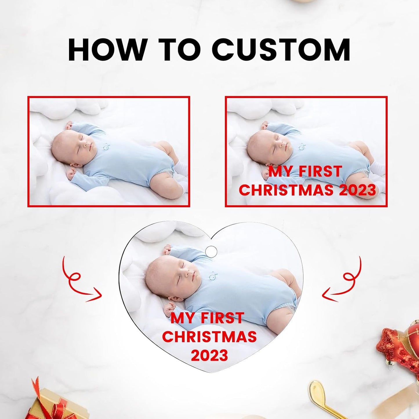 Personalized Christmas Ornaments 2025 - Custom Photo Ornament Customized Xmas Wood Ornament Gift for Christmas Tree Decoration