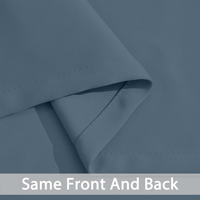 Yakamok 84 Inch Length Blackout Curtains for Bedroom, Room Darkening Thermal Insulated Solid Grommet Panels for Living Room(52Wx84L, Stone Blue, 2 Panels)