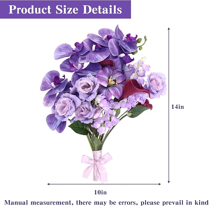 CEWOR Artificial Flowers Fake Flowers for Vase Silk Faux Flowers for Wedding Bouquets Flower Arrangements Floral Table Centerpieces Home Kitchen Garden Party Décor (Purple)