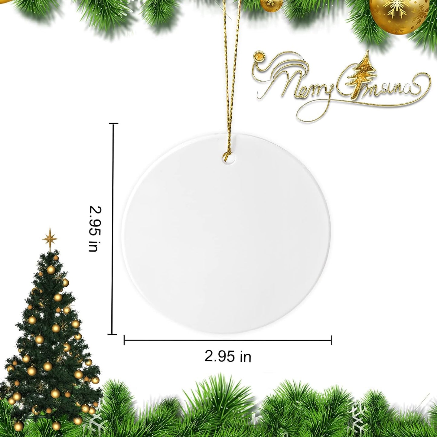 Sublimation Ceramic Ornaments - Bulk Ceramic Discs for Heat Press Printing - White Round Porcelain Personalized Xmas Tree Keepsake Crafts Gift - 48pc