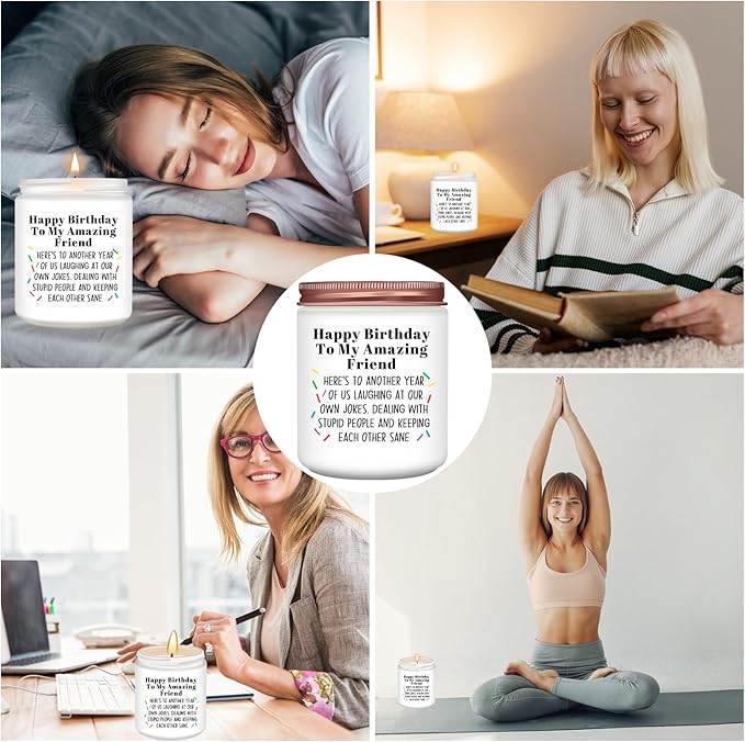 Homsolver Best Friend-Birthday Gifts for Women Men, Funny Friendship Gifts for Woman Candles, Birthday Gift for Friends Sister Bestie BFF Coworker Classmate, Funny Scented Candles