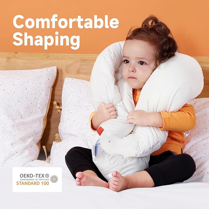 Choc chick Curve Long Kids Body Pillow,36X27inches Swans Shape Soft Child Hug Sleep Toddler Pillow,Hand Washable 100% Organic Cotton Pillowcase Toddler Pillows for Sleeping