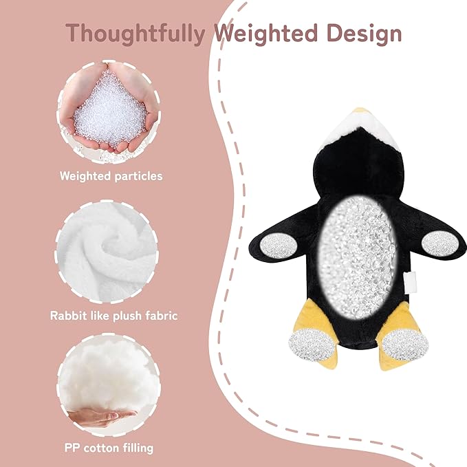 Niuniu Daddy Penguin Weighted Stuffed Animals for Kids & Adults, 24" | 5lb Large Weighted Plushies Pillow for Sleeping and Calming, Cute Lying Plush Toy Huggable Gift for Everyday Comfort