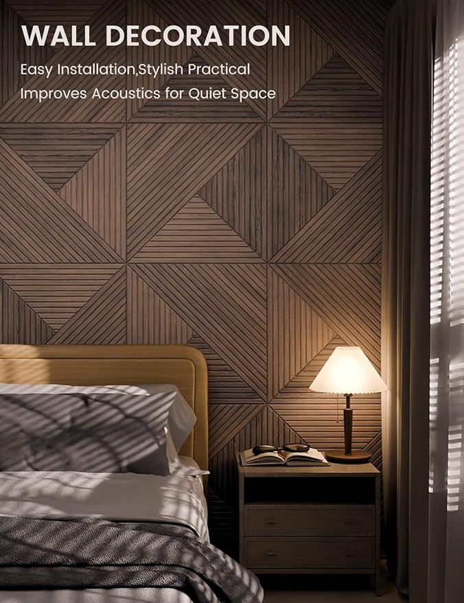 Fluxynara Large Felt Bulletin Board,Cork Board Alternative 70.87'' x 47.24'' Art Acoustical Wall Panels-6 Pack with 60 Adhesive Tabs,for Recording Studio/Home Offices-Walnut/Facet