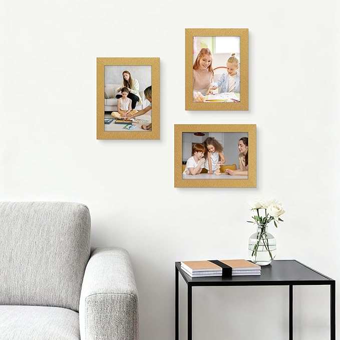 Picrit 5x7 Picture Frame Set of 12, Display 4x6 with Mat or 5x7 without Mat, Photo Frames for Wall Mounting or Table Top Display, Gold