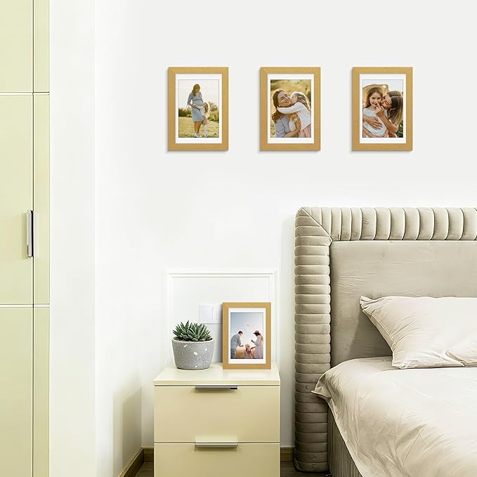 Picrit 4x6 Picture Frame Set of 12, Display 3.5x5 with Mat or 4x6 without Mat, Photo Frames for Wall Mounting or Table Top Display, Gold