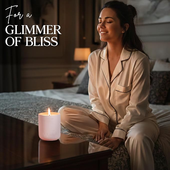 CAFTARI Dolce Far Niente Scented Candle for Women & Men | Rose and Sandalwood | Non Toxic Candle | Premium Soy Coconut Wax Blend | Vegan Aromatherapy | Elegant Ceramic Jar | Luxury Gift | 10.5 oz