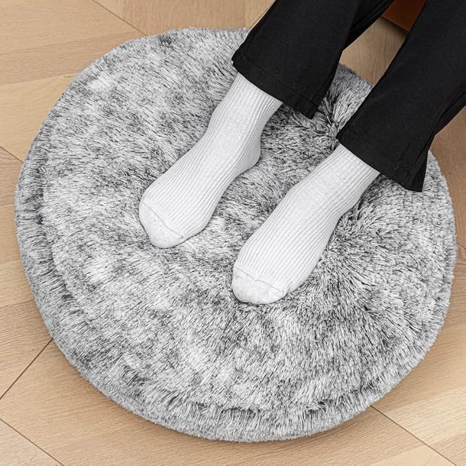 Asuprui Soft Floor Pillow Large Round Floor Cushion for Sitting Fur Meditation Pillow Premium Yoga Pillow for Living Room Bedroom Balcony Outdoor 20x6Inches Dark Grey Round Floor Pillow with Insert