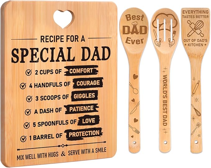 Gifts for Dad - "Recipe for a Special Dad" Cutting Board Dad Birthday Gifts, Bamboo-Made Engraved Birthday Gifts for Dad from Daughter in Kitchen, Gifts for Father Birthday.