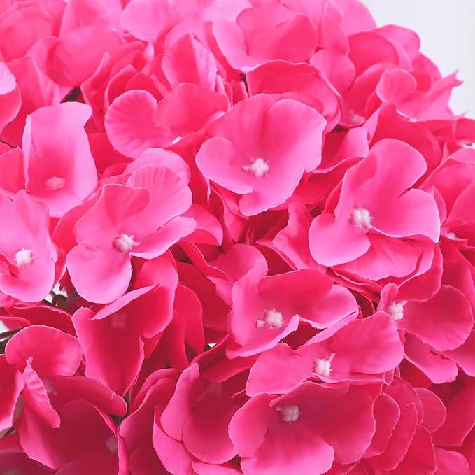 AVIVIHO 65pcs Fake Flowers Hot Pink Hydrangea Artificial Flowers Bulk (Not Squished, No Steaming Need) Silk Flowers with Stems for Wedding Decor,Home,Baby Shower,Table Centerpieces Decoration