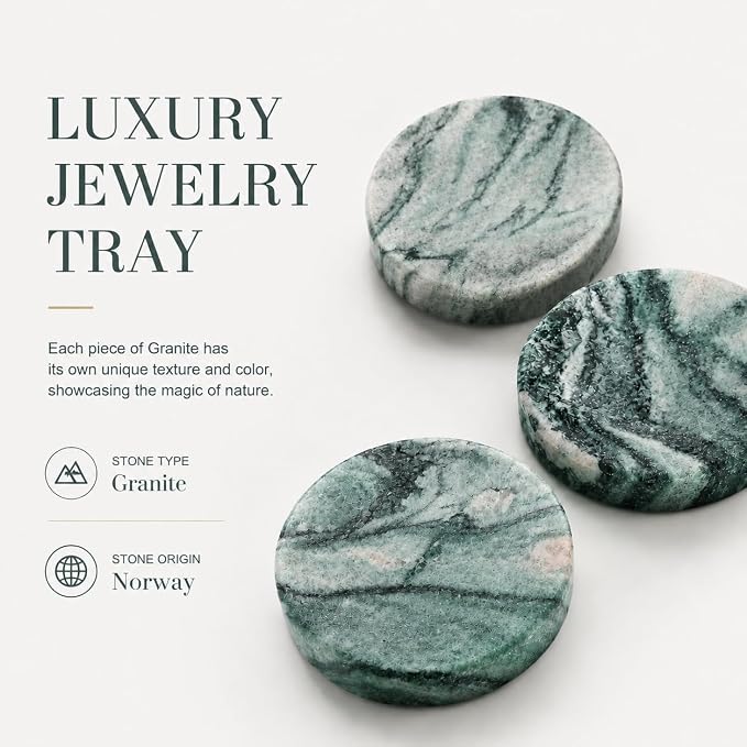 Koville Marble Jewelry Dish, Small Round Trinket Dish for Ring Necklace Earring, 4" Decorative Dish, Natural Stone Soap Dish for Bathroom Kitchen