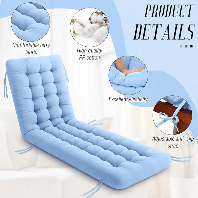 Vercraft Long Floor Cushion Large Floor Cushion with Brushed Cotton 74.8 x 27.5 x 3.15 in Jumbo Lounger Pillow for Outdoor Indoor Bay Window Meditation Yoga Reading Sleeping(1 Pc,Light Blue)