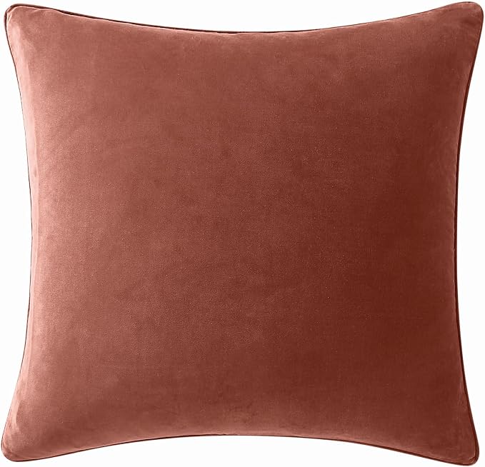 Brooklyn Loom Matte Cotton Velvet 20x20 Rust Decorative Pillow