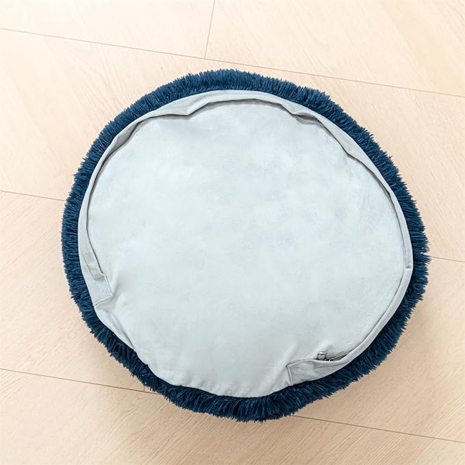 Asuprui Soft Floor Pillow Large Floor Cushion for Sitting Fur Meditation Pillow Premium Yoga Pillow for Living Room Bedroom Balcony Outdoor (Navy Blue Floor Pillow with Insert)