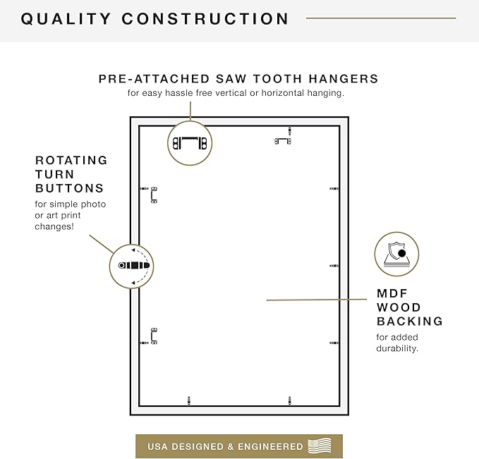 MCS Studio Gallery 20x28 Poster Frame Natural Woodgrain Engineered Wood, Vertical & Horizontal Wall Hanging Large Picture Frame for Photos, Posters & Art Prints (2-Pack)