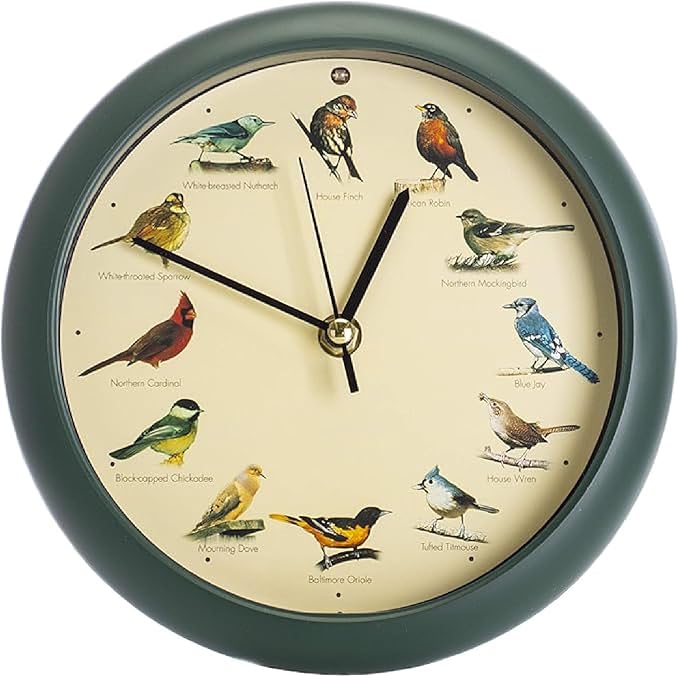 Mark Feldstein, The Original Singing Bird Clock, 8 Inch, Green