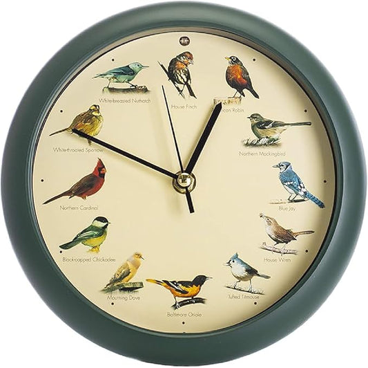 Mark Feldstein, The Original Singing Bird Clock, 8 Inch, Green