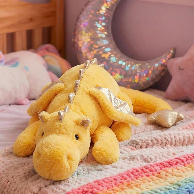 ARELUX Giant 50in 3Lb Big Yellow Dragon Large Stuffed Animals Cute Plush Toy Fuzzy Jumbo Dinosaur Pillow Plushies with Wings Cuddly Soft Pterosaur Plushie for Friends Family Member
