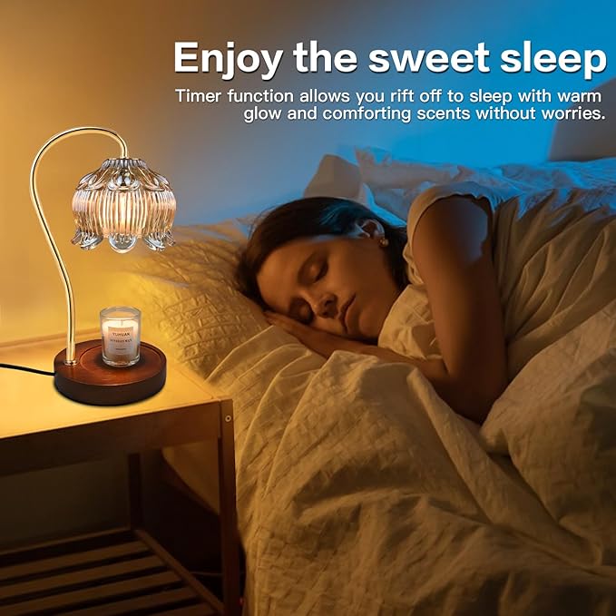 SupBri Dimmable Flower Candle Warmer Lamp, Gold Candle Warmer with Timer & 4Bulbs, Womens Gifts for Christmas Birthday, Unique Home Decor for Bedroom Living Room Decor Aesthetic
