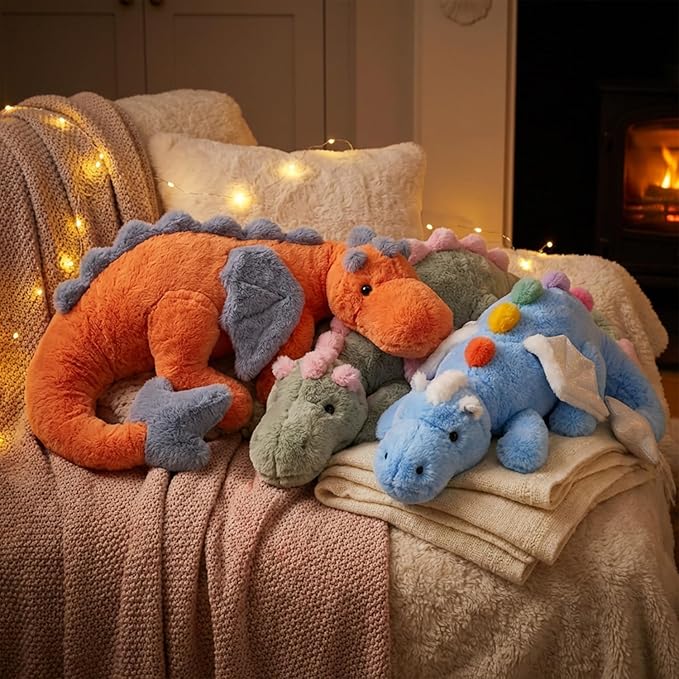 ARELUX Large 50in 3Lb Cute Dragon Stuffed Animals Plush Toy Soft Sky Blue Pterosaur Plushie Giant Fuzzy Dinosaur Pillow Plushies with White Wings Cuddly for Friends