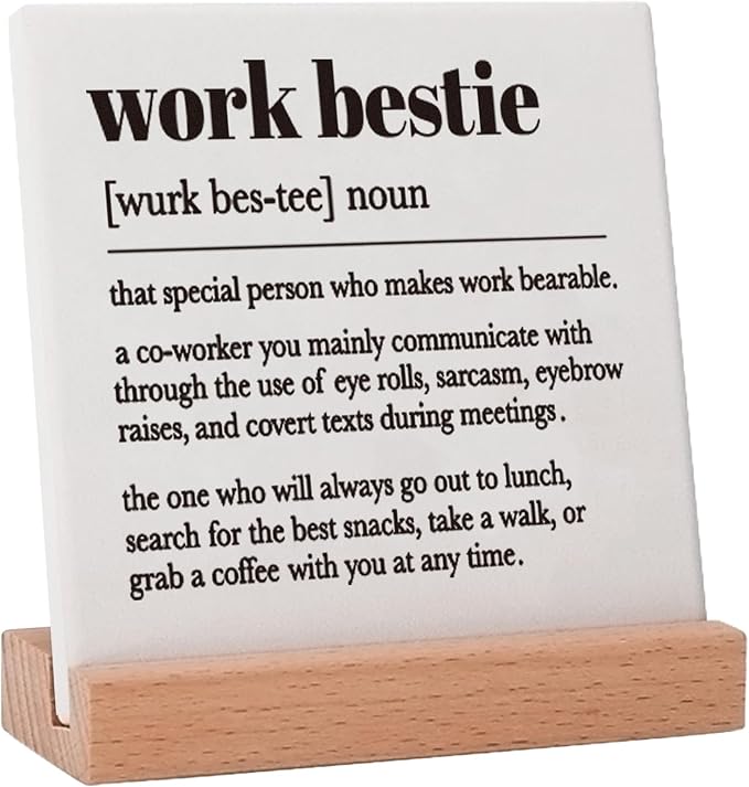 Work Bestie Gifts: Decorative Ceramic Signs for Coworkers & Partners