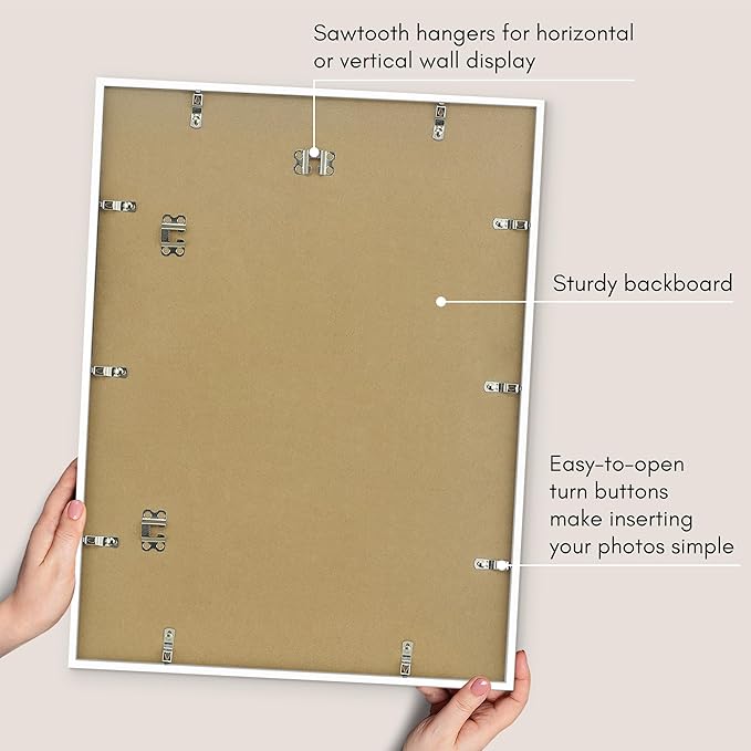 Americanflat 18x24 Poster Frame with Polished Plexiglass - Streamline Collection - Thin Border Picture Frame for Wall Display - Hanging Hardware Included - White