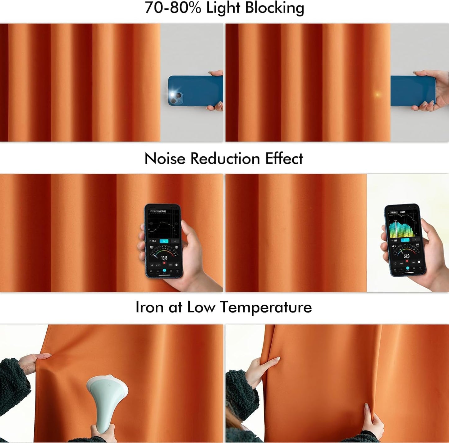 MIULEE Orange Back Tab Blackout Curtains 108 Inch Long 2 Panels Set for Living Room Bedroom Privacy, Rod Pocket/Pinch Pleated Fall Extra Long Thermal Insulated Room Darkening Light Blocking Drapes