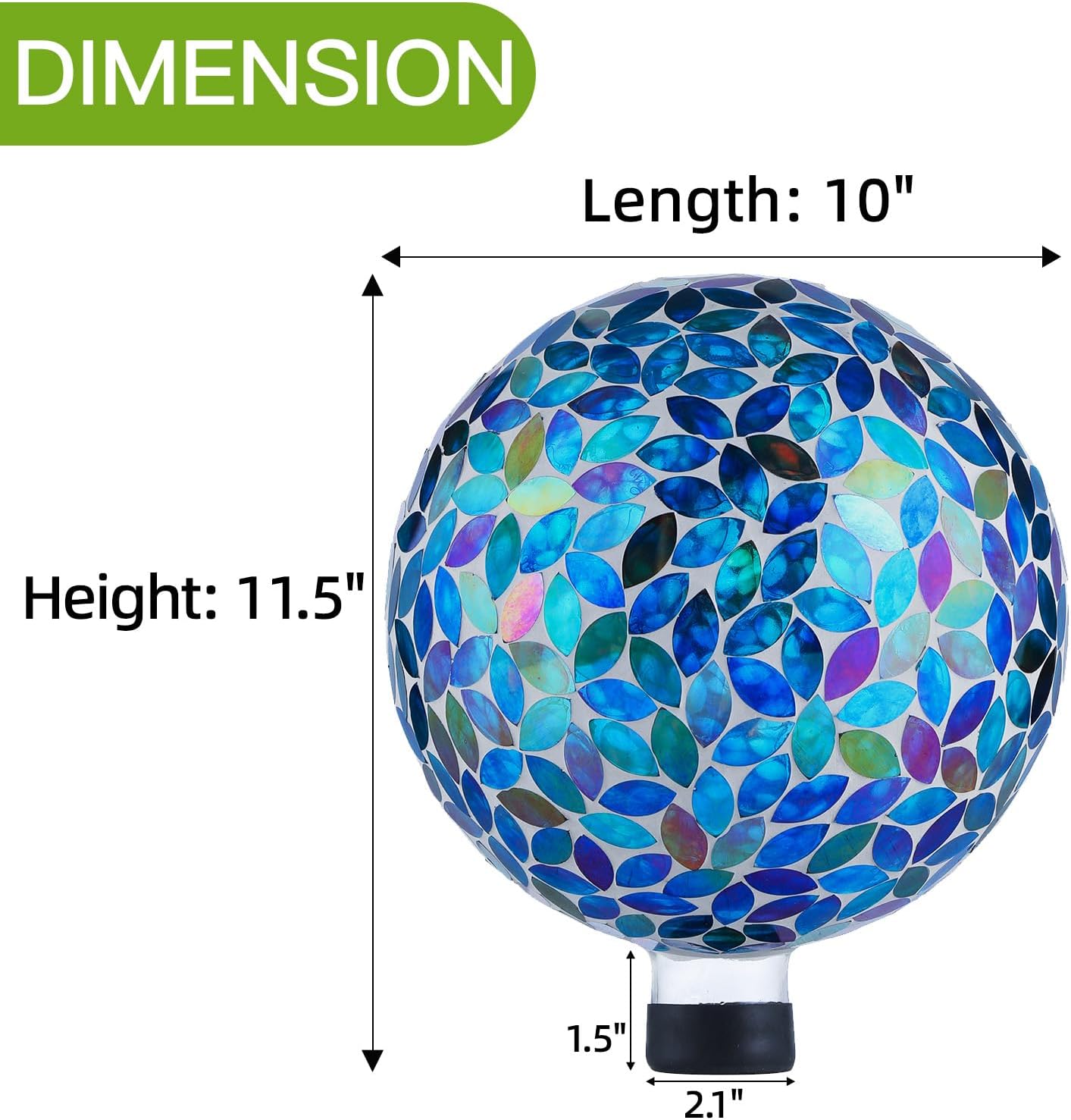 VOREEN 10-Inch Gazing Ball Glass Mosaic Gazing Globe, Outdoor Reflective Ball Yard Decoration for Homes, Patio, Lawn and Gardens, Gift for Mom Wife Friend, Blue and Amber