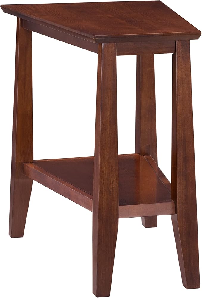 Delton 24 in. Solid Wood Recliner Wedge Side End Side Table with Shelf, Sienna Brown – Leick Home, 10402