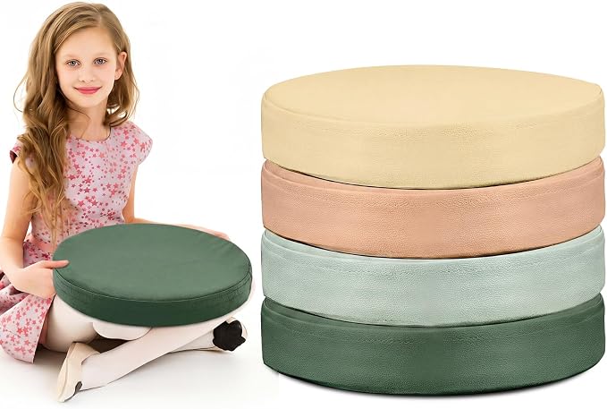 Juexica 4 Pcs Extra Thick Flexible Seating Floor Cushions Assorted Colored Pillow Floor Cushions for Classroom Soft Flexible Seating for Kids Learning Sitting Daycare School Chair (Matcha Color)