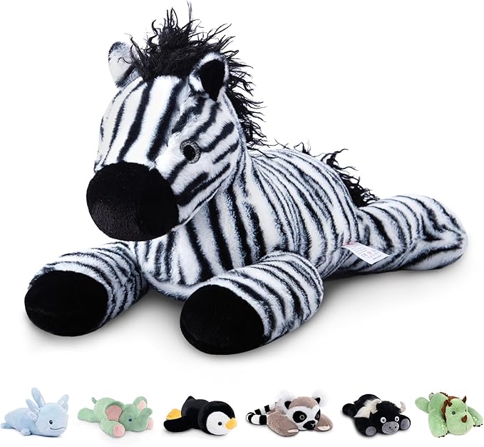 Niuniu Daddy 24" | 5 Pound Zebra Weighted Stuffed Animals for Kids Adults, Soft Zebra Weighted Body Pillow for Comfort Hugging, Plush Toy for Gift Birthday Christmas