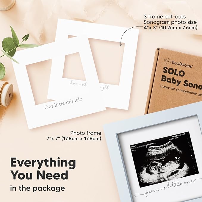 KeaBabies Baby Sonogram Picture Frame and Baby Footprint Kit - Modern Ultrasound Frame For Mom To Be - Baby Hand and Footprint Kit, Keepsake Frame Kits