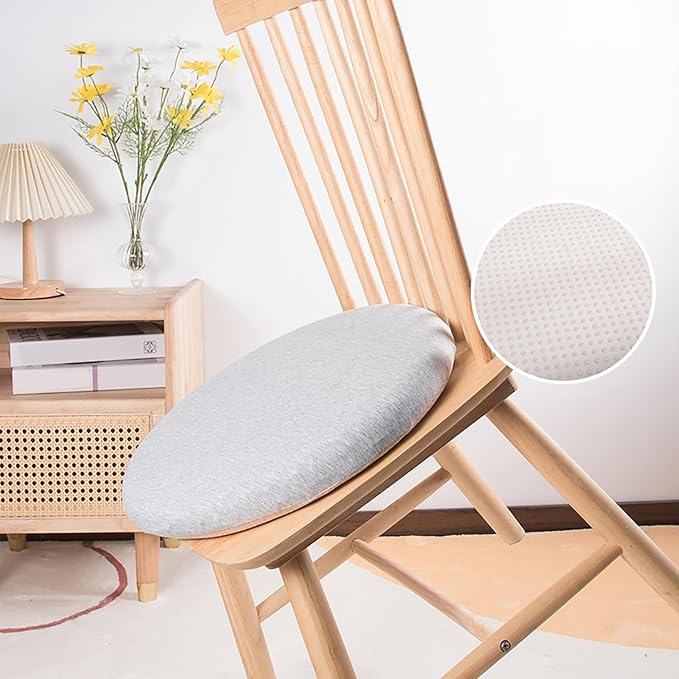 Greenjin 12" Round Bar Stool Cushion, Memory Foam Seat Cushion, Anti Slip Circle Chair Pad, Detachable Small Chair Cushion for Kitchen Dining Chairs Barstool Silver Grey | 12 Inch Round Bar Stool Cushion Detachable Circle Chair Cushion Cover Machine Wa...