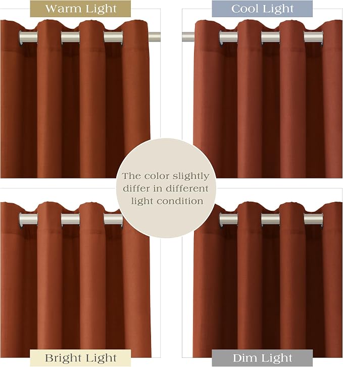 Terracotta Linen Curtains 108 Inches Long for Living Room 2 Panels Set Semi Sheer Light Filtering Grommet High Window Curtain 9ft Privacy Bedroom Drapes Textured Decor for Dining Room Bedroom 52X108
