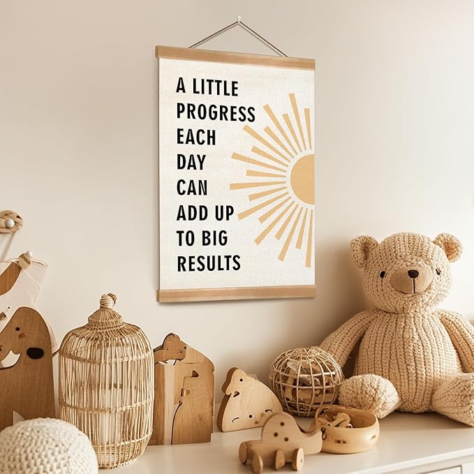 ZTGDA Positive Affirmations Wall Decor– Mental Health Wall Art with Wood Frame,Motivational Hanging Poster for Therapy Room, Counseling Office or Classroom Decor 12x16inch (Progress)